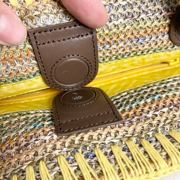 Brighton Bella LIMONE Tote Handbag Purse Woven Leather Lemon - Picture 6 of 12